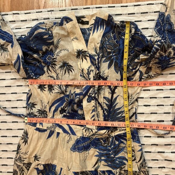 Banana Republic Stampa Dress Long Sleeve Maxi Floral Party Beach Blue White XL - Picture 7 of 10